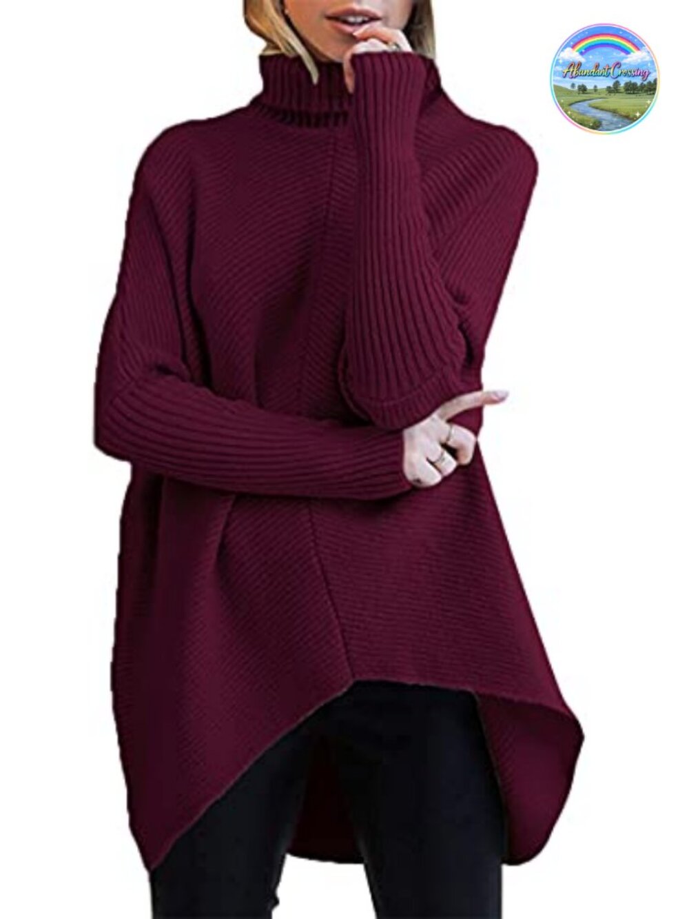 Oversized Turtleneck Batwing Sweater Women Pullover Long Sleeve Fall Winter